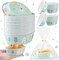 25 Pcs Easter Bunny Paper Loaf Pans 3 x 2 x 1.1'' Mini Loaf Pan Liners with Clear Plastic Bags and Ties Easter Baking Cake Pans Disposable Oval Cake Cups Baking Mold for Baking Cupcake Bread